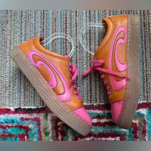 Fluevog GREAT LoPro Fakie pink/orange swirl leather sneaker-M9/W11 (fits LG) - Picture 9 of 16